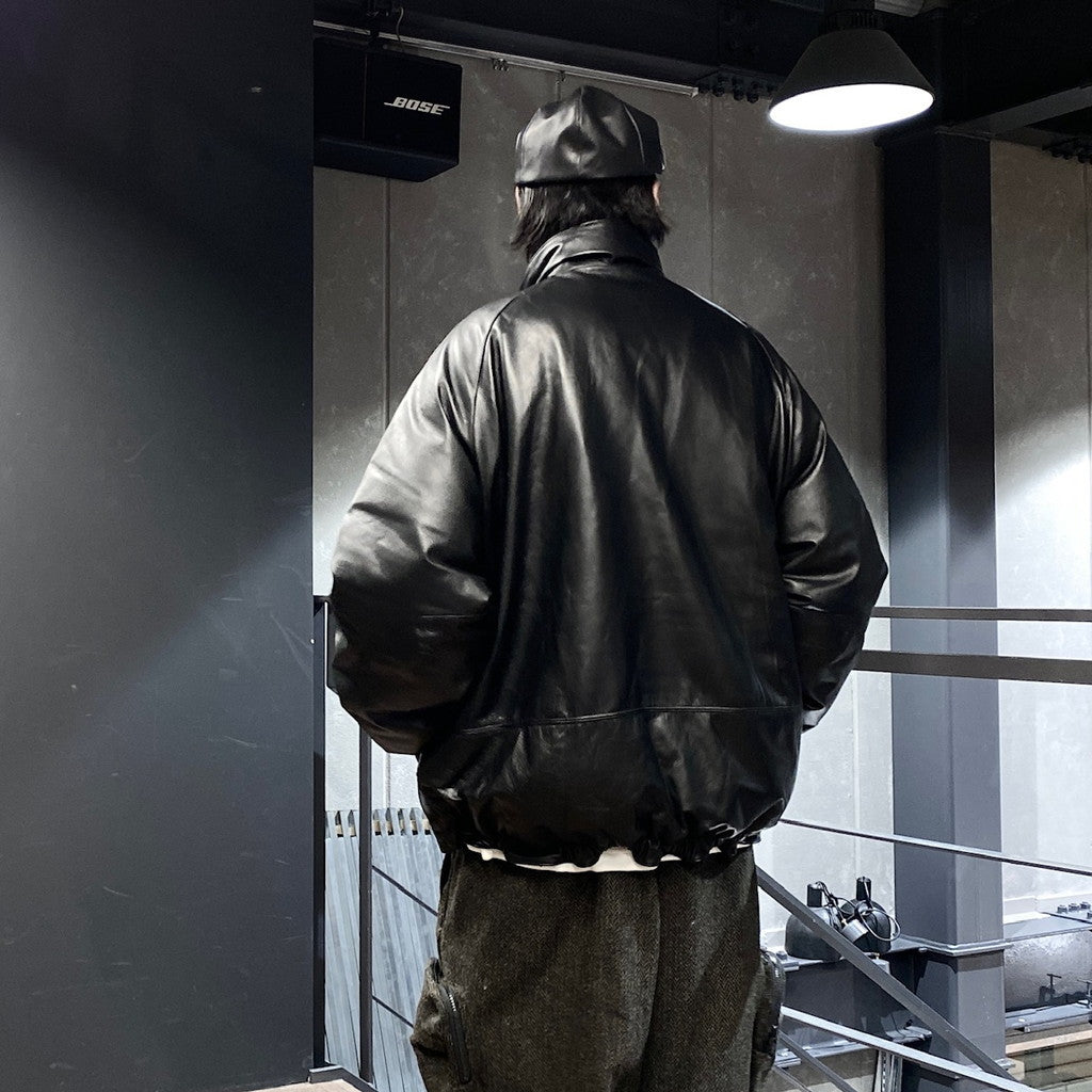 TBKB | SHORT LEATHER MONSTER PARKA #BLACK [FW23-TBKB01]