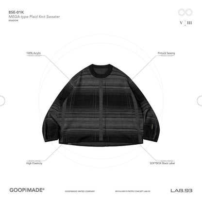 「8SE-01K」 MEGA-type Plaid Knit Sweater #SHADOW [GOOPI-24AW-NOV-03]