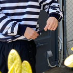 TECH DRAWSTRING BORDER L/S TEE #WHITE/NAVY [BE-33024]