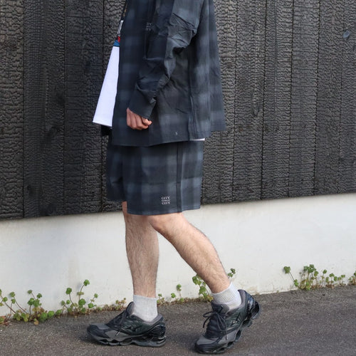 TASLAN NYLON CHECK EASY SHORTS #BLACK [CCC-261P004]