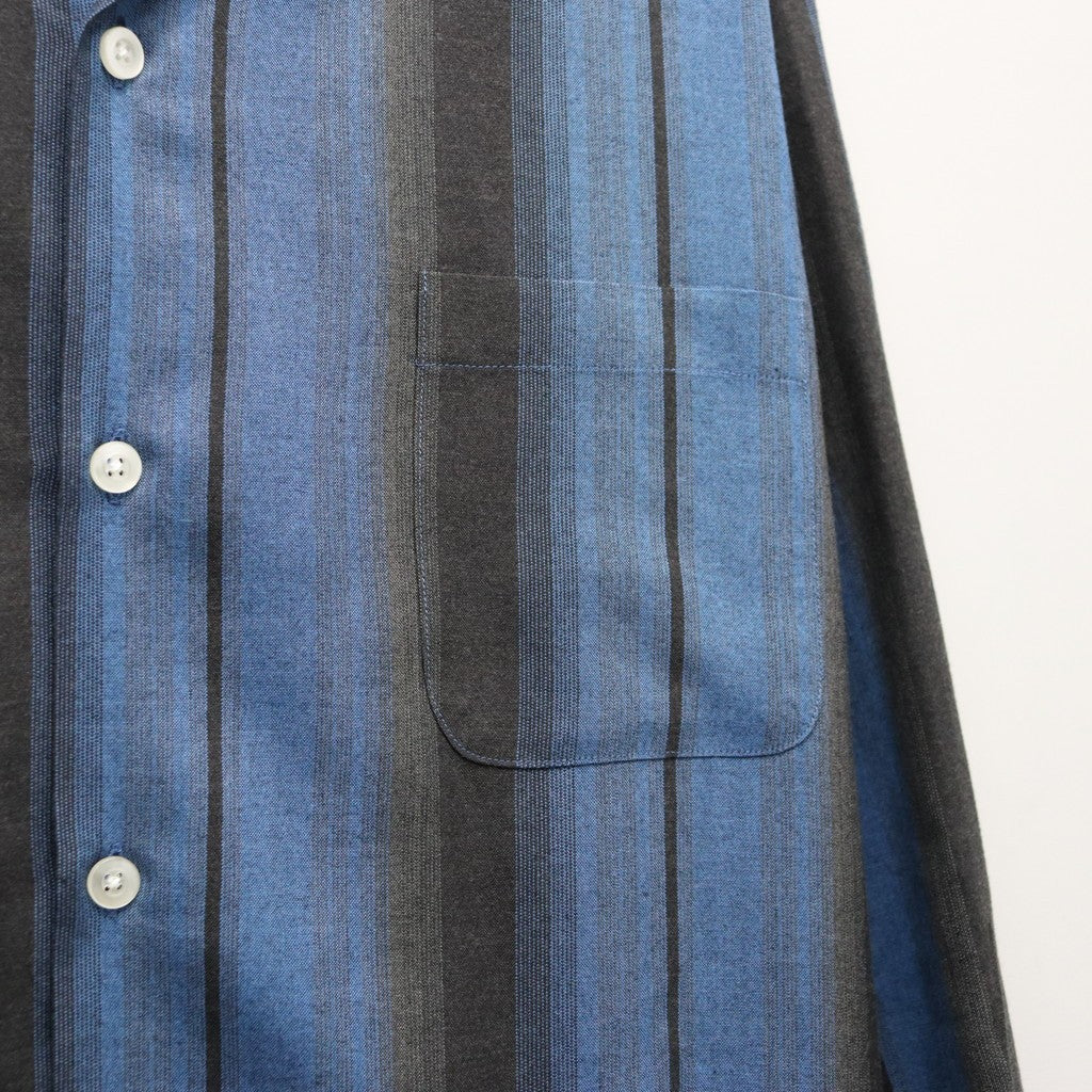OMBRE STRIPED OPEN COLLAR SHIRT L/S #BLUE [26SS-WMS-OC13]