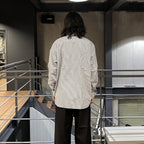 TECH REGULAR COLLAR SHIRT L/S STRIPE #WHITE / NAVY [BE-83024W]