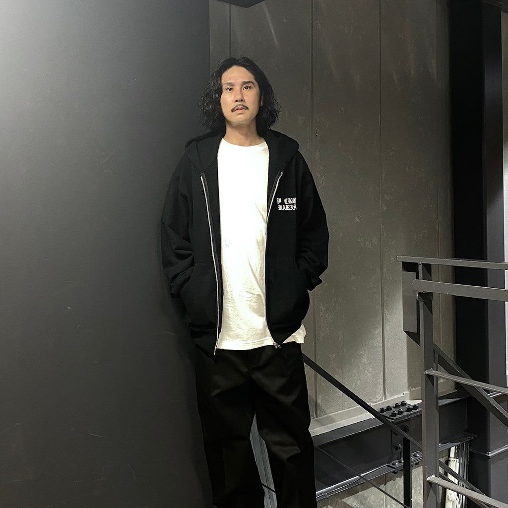 HEAVY WEIGHT FULL ZIP HOODED SWEAT SHIRT ( TYPE-2 ) #BLACK [24FW-WMC-SS02]