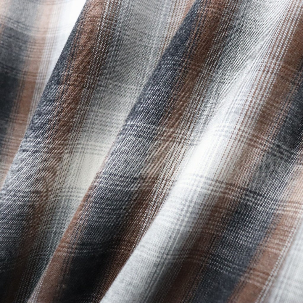 OMBRE CHECK OPEN COLLAR SHIRT L/S ( TYPE-2 ) #BROWN [26FWE-WMS-OC02]