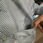 TECH REGULAR COLLAR SHIRT L/S STRIPE #WHITE / NAVY [BE-83024W]