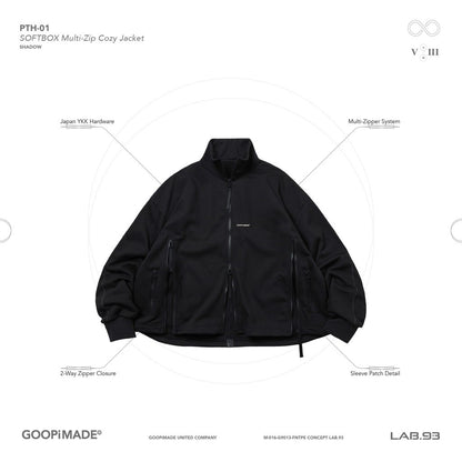 「PTH-01」 SOFTBOX Multi-Zip Cozy Jacket #SHADOW [GOOPI-24AW-NOV-02]