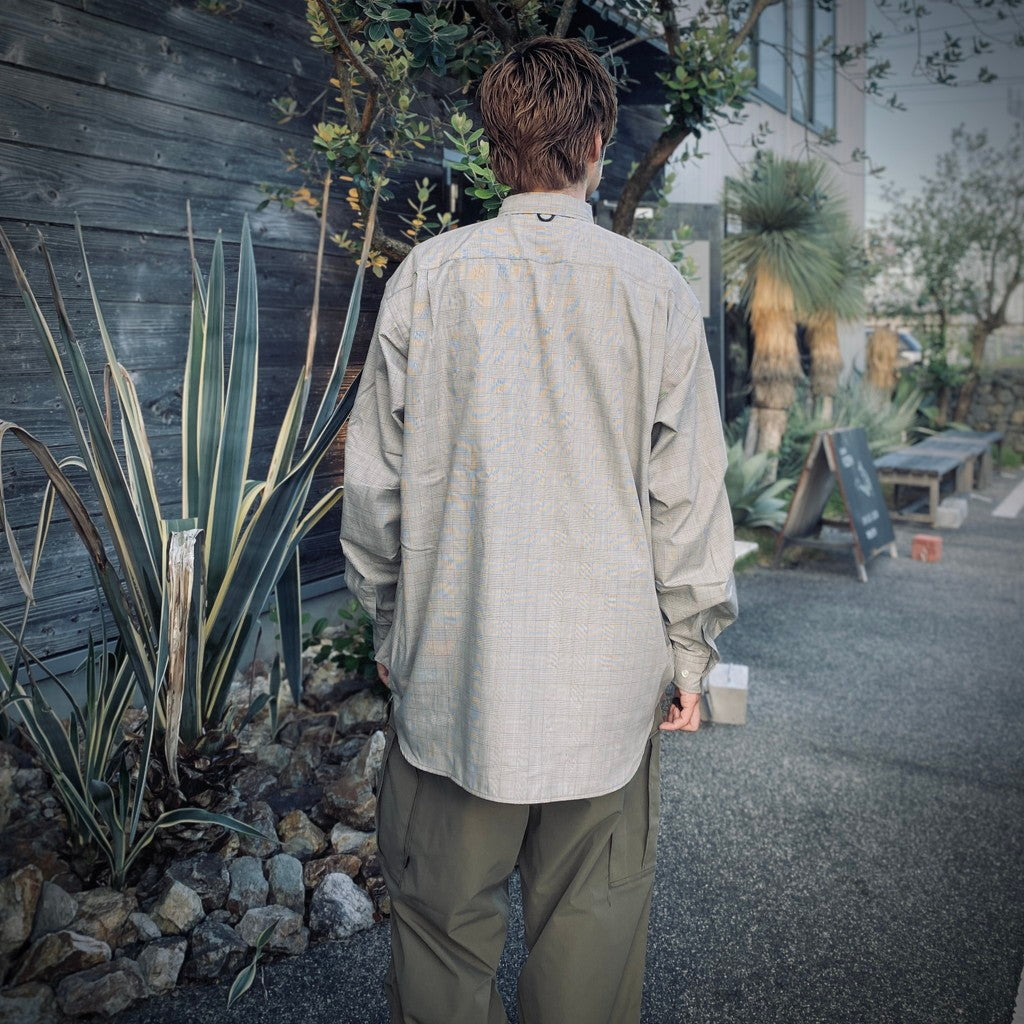 TECH REGULAR COLLAR SHIRT L/S GLEN CHECK #BEIGE [BE-82025W