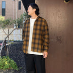 PENDLETON | WOOL OMBRE CHECK OPEN COLLAR SHIRT L/S ( TYPE-2 ) #LT-BROWN [26FW-WMS-PE02]