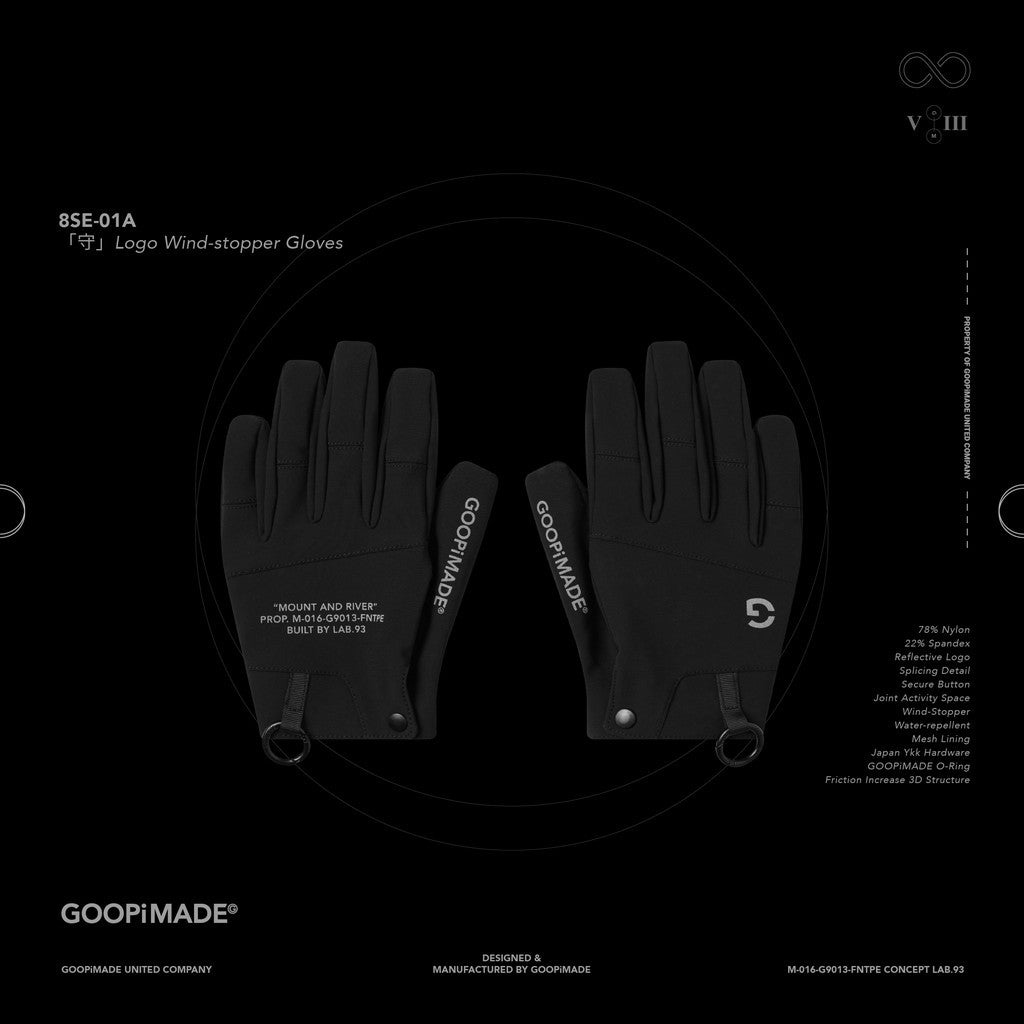 「8SE-01A」 「守」Logo Wind-stopper Gloves #SHADOW [GOOPI-24AW-DEC-04]