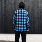 OMBRE CHECK OPEN COLLAR SHIRT L/S ( TYPE-5 ) #BLUE [26FW-WMS-OC08]
