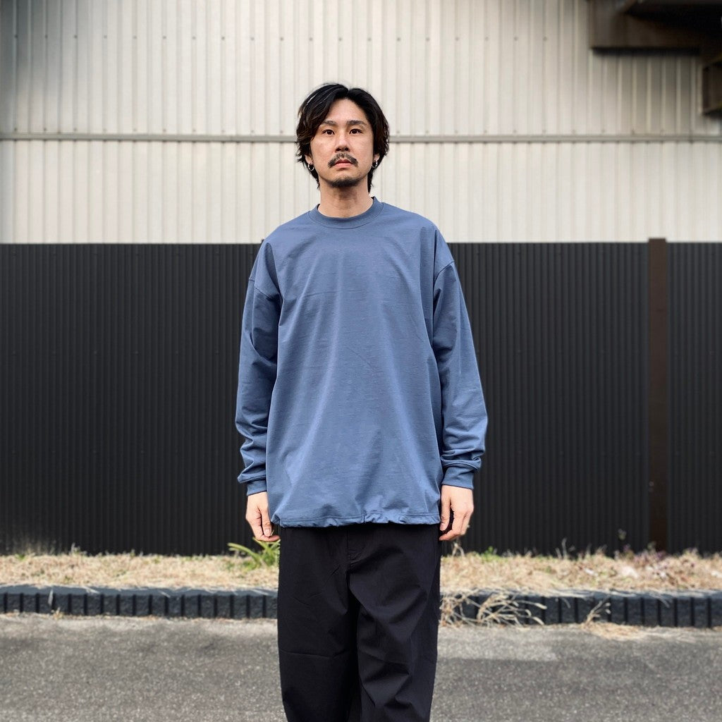 TECH DRAWSTRING L/S TEE #SMOKE BLUE [BE-34026]