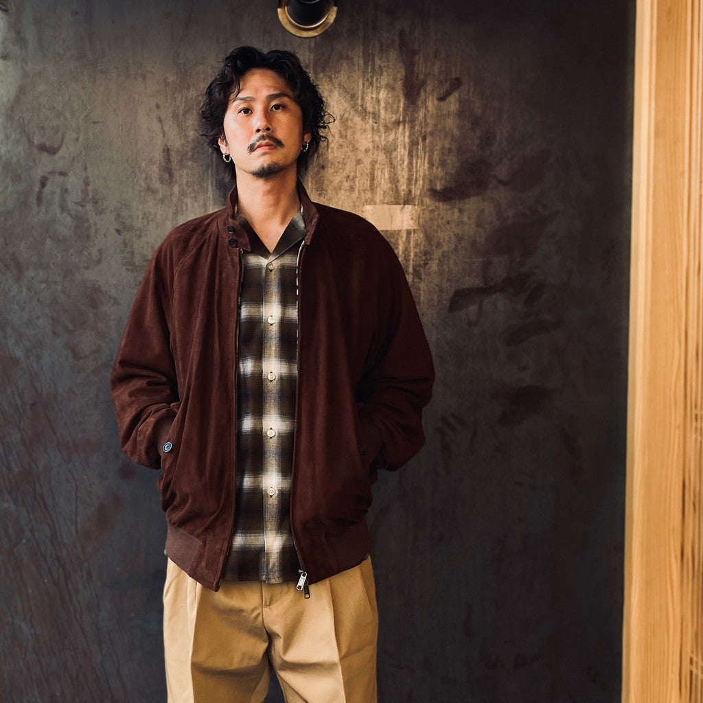 OMBRE CHECK OPEN COLLAR SHIRT L/S ( TYPE-1 ) #KHAKI [25FW-WMS-OC05]