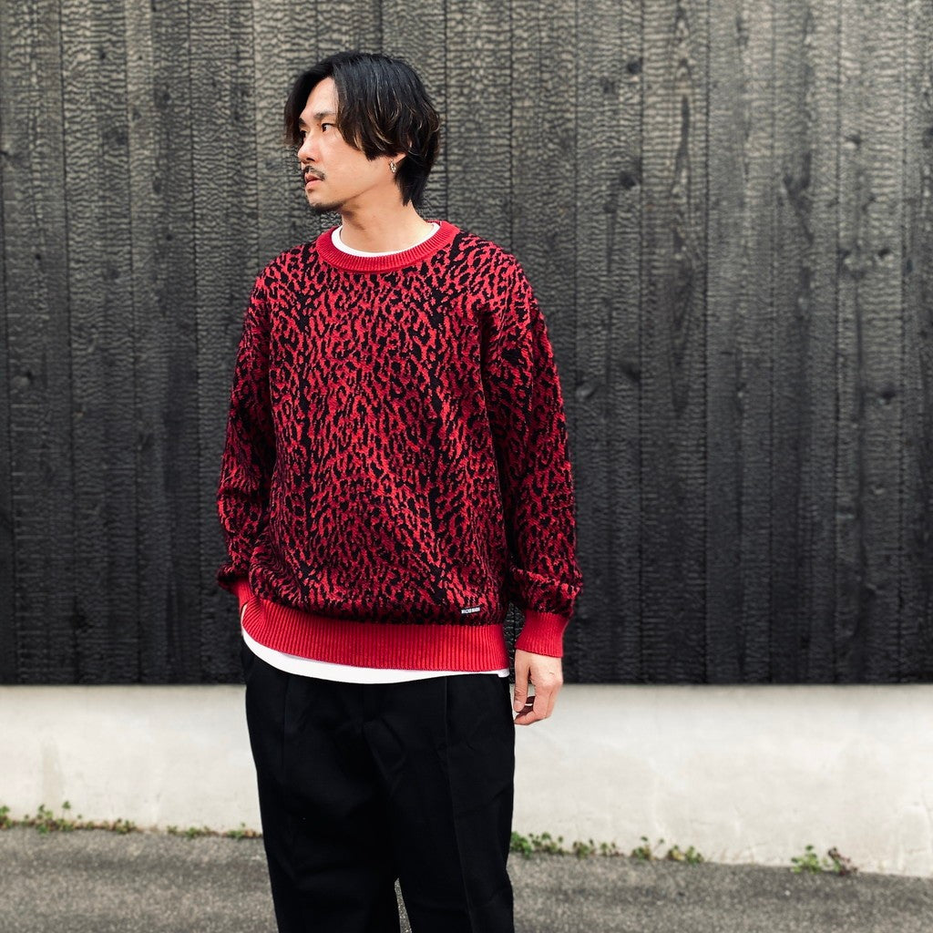 LEOPARD JACQUARD SWEATER ( TYPE-1 ) #RED [26SS-WMK-KN13]