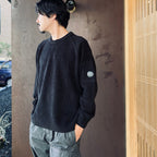CHENILLE COTTON CREWNECK LENS SWEATER #BLACK 999 [21CMKN196A-005558G-26FWP]