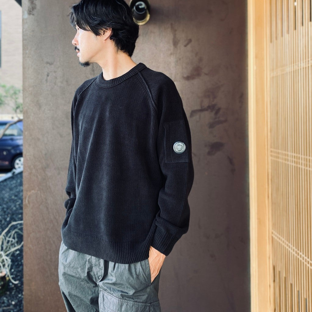 CHENILLE COTTON CREWNECK LENS SWEATER #BLACK 999 [21CMKN196A-005558G-26FWP]