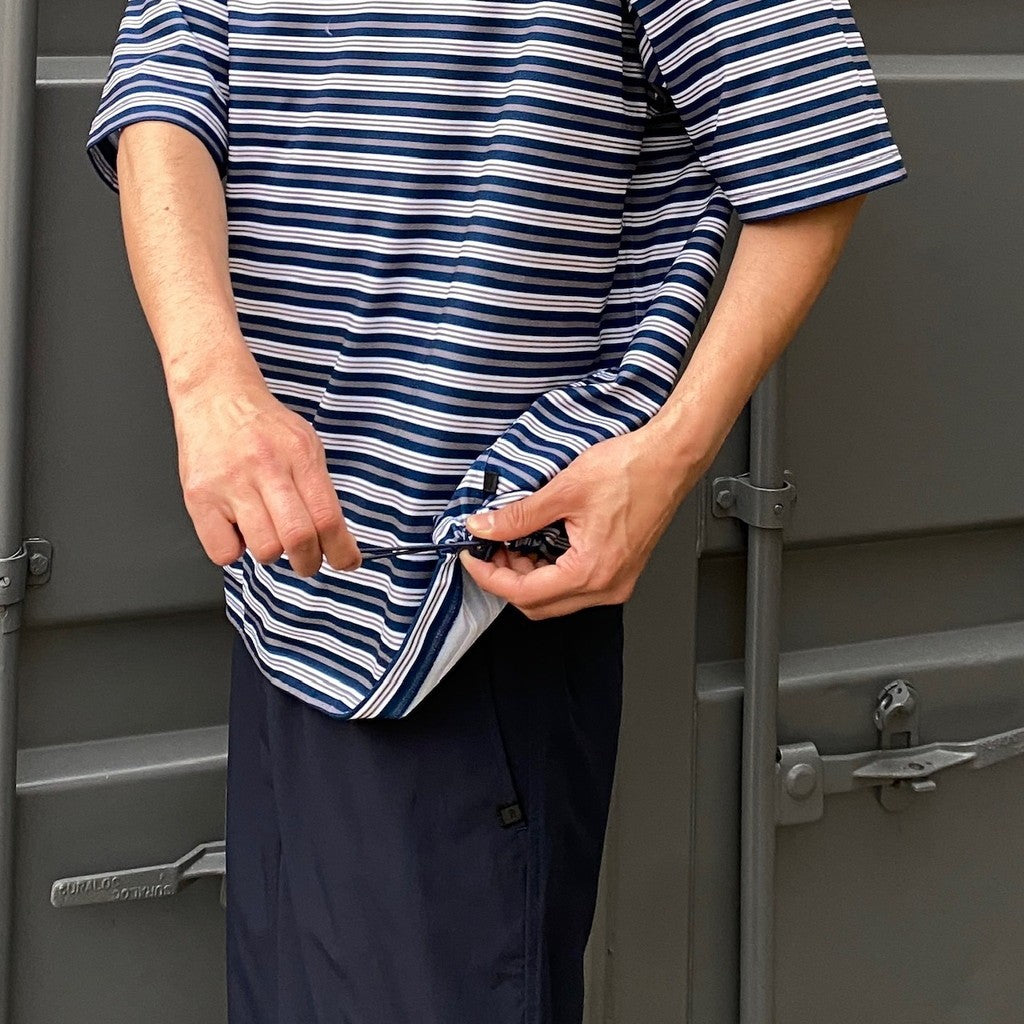 TECH DRAWSTRING MULTI BORDER S/S TEE #NAVY/GRAY [BE-35024]