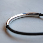 Round Leather Bracelet -Black- #SILVER [XOLB004L-BLK]