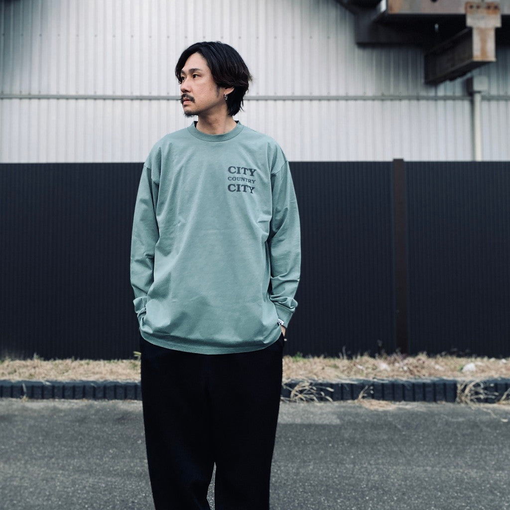 COTTON L/S T-SHIRT_CITY COUNTRY CITY #GREEN [CCC-261T002]