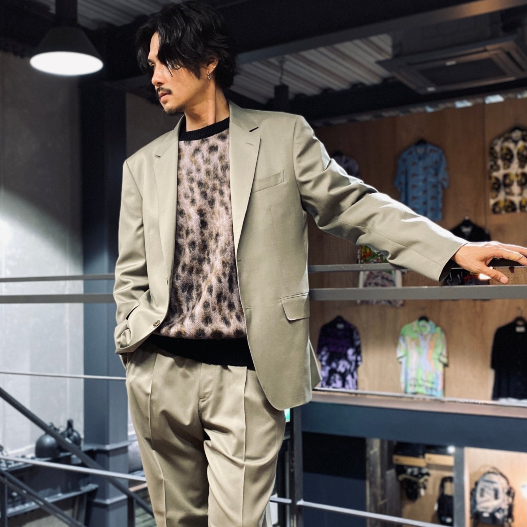 SINGLE BREASTED JACKET ( TYPE-3 ) &amp; TROUSERS #GRAYGREEN [23FW-WMO-SU03 / 23FW-WMP-TR08]