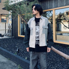 STRIPE CUT SHORT SHIRT JACKET #GREY [CES29JK21]