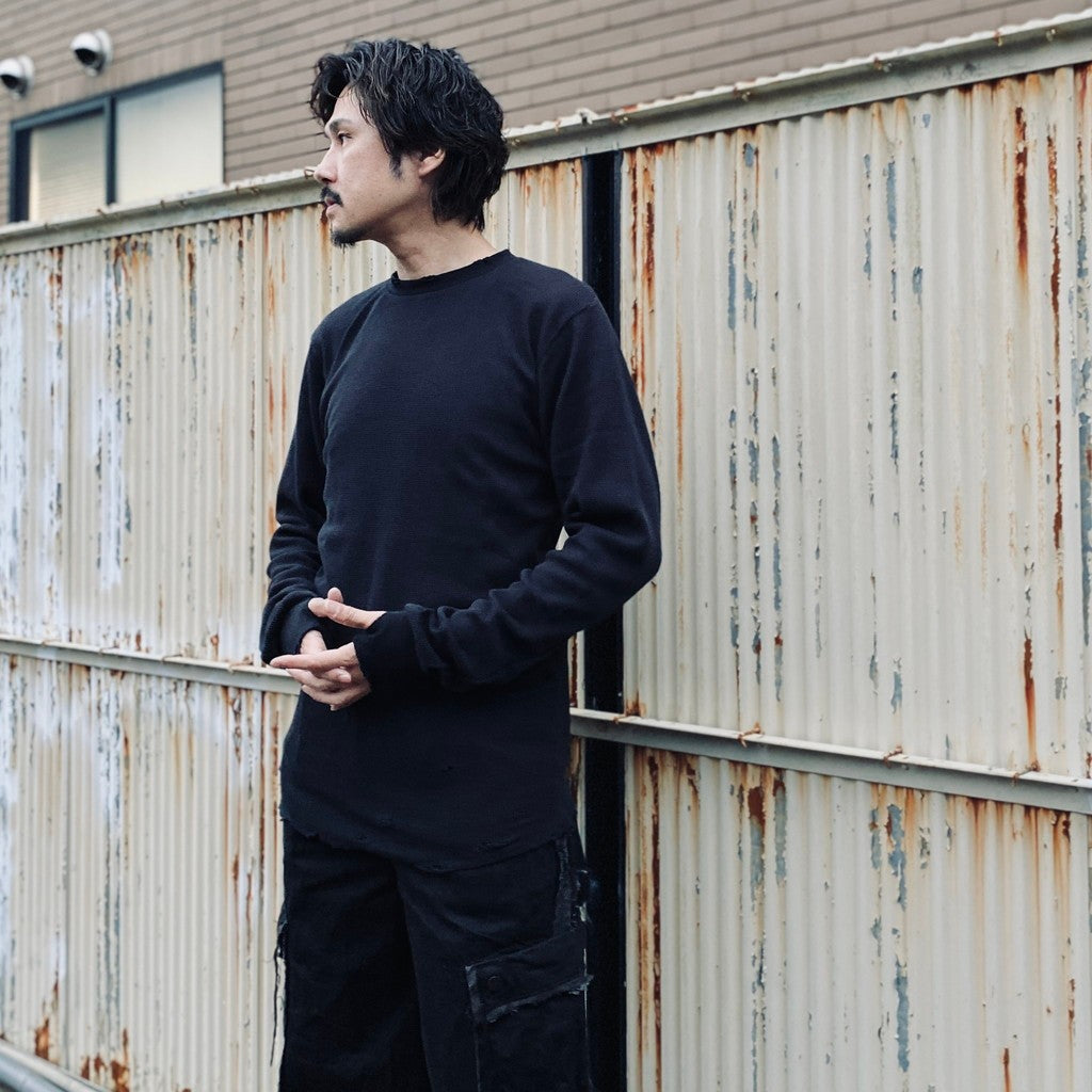 Combat Long Thermal With Damaged (CLASSIC WAFFLE KNIT) #BLACK [M-P2-TP6]