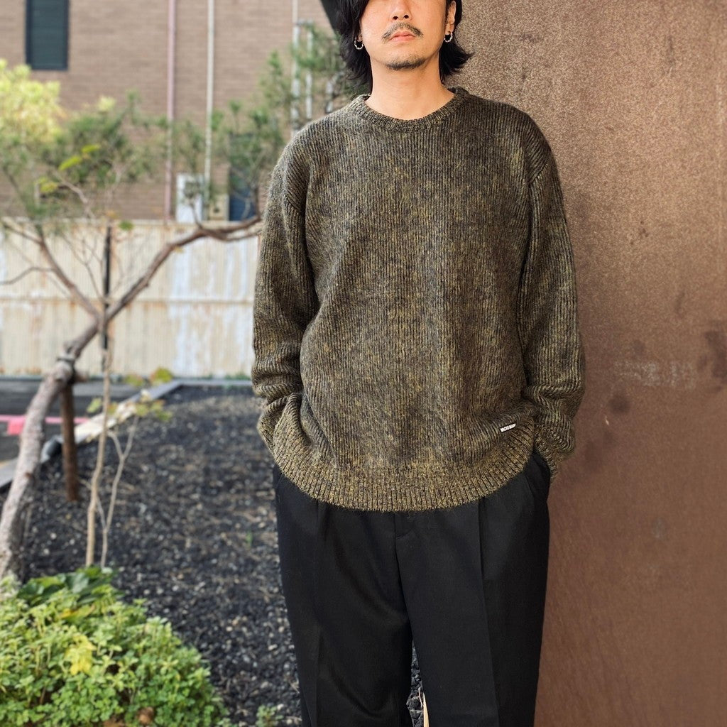 MIX MOHAIR CREW NECK SWEATER #KHAKI [26FW-WMK-KN03]
