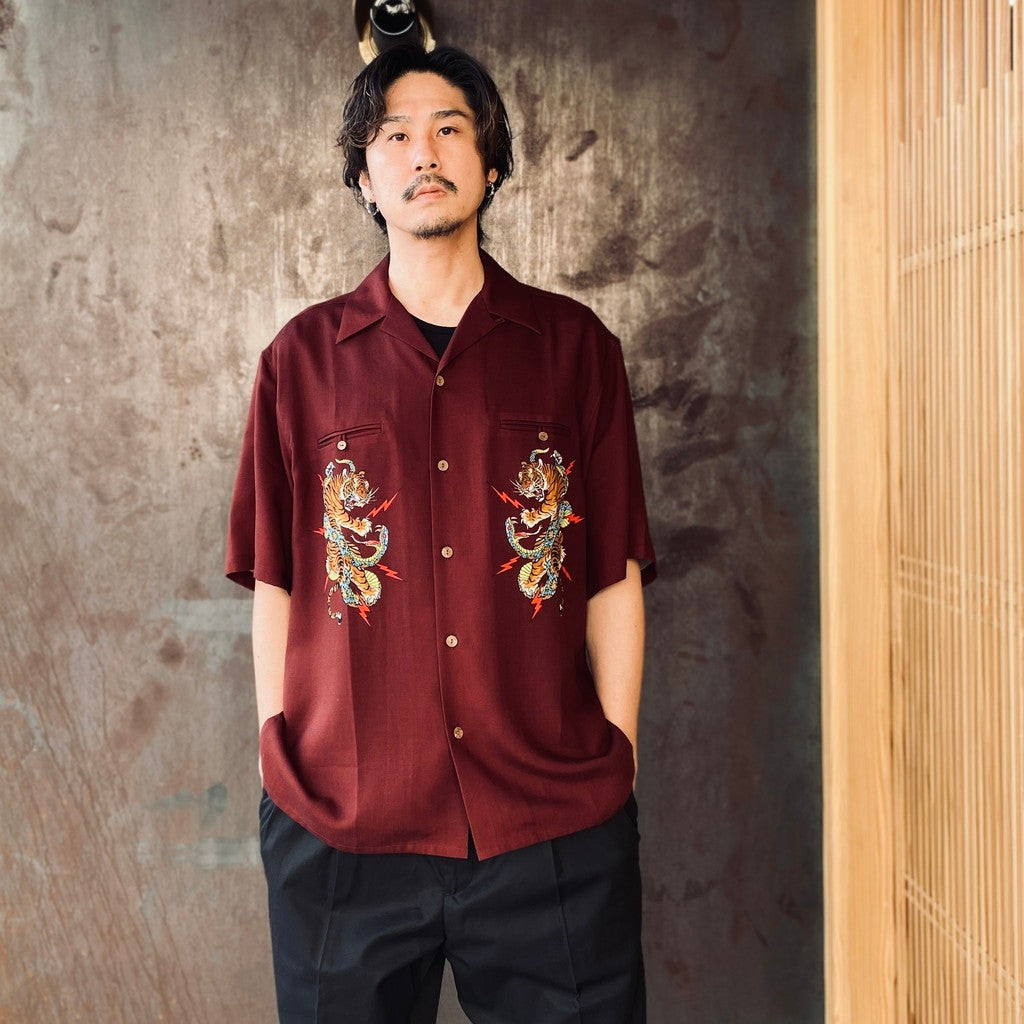 TIM LEHI | HAWAIIAN SHIRT S/S ( TYPE-1 ) #BURGUNDY [26SSE-WMS-HI01]