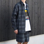 TASLAN NYLON CHECK SHIRT #BLACK [CCC-261W003]