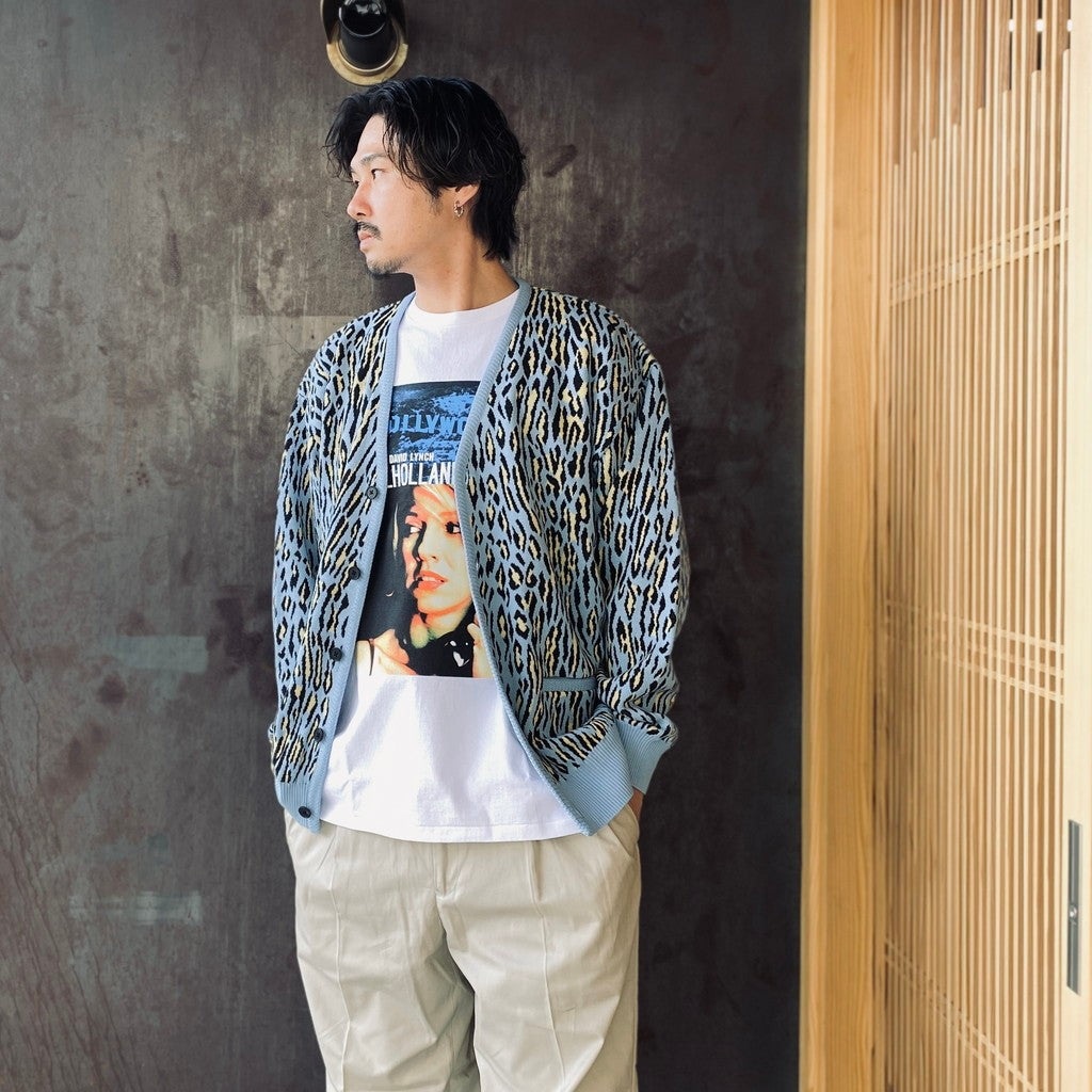 LEOPARD JACQUARD CARDIGAN ( TYPE-2 ) #L-BLUE [26SS-WMK-KN18