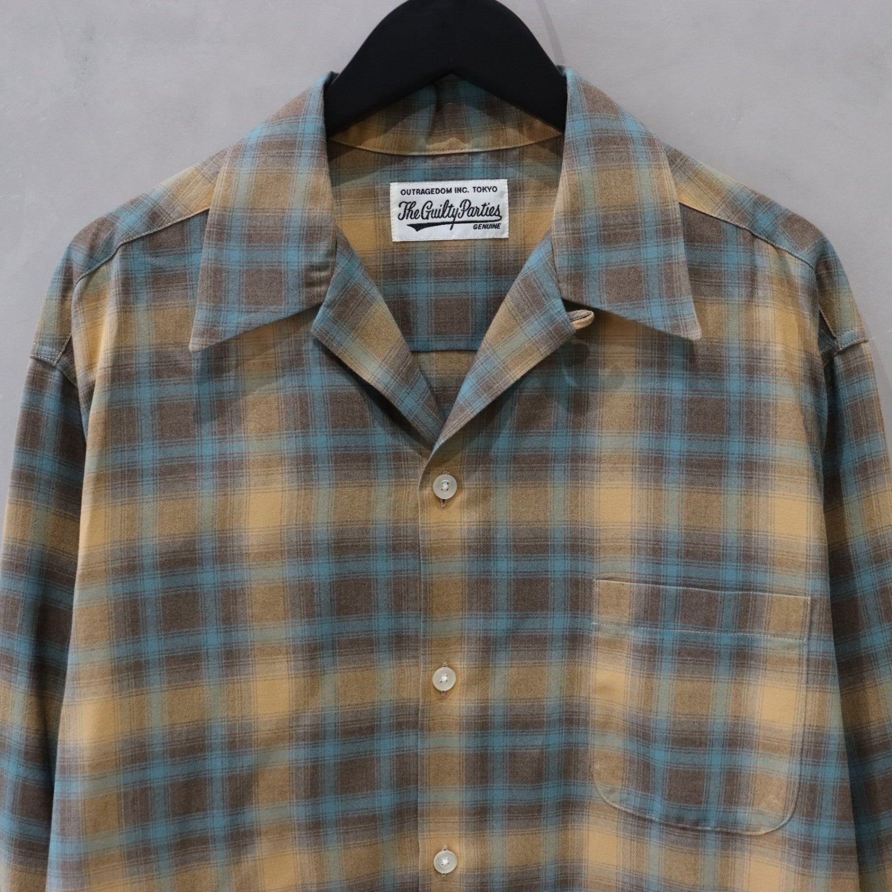 OMBRE CHECK OPEN COLLAR SHIRT L/S ( TYPE-2 ) #BROWN [24FW-WMS-OC02]
