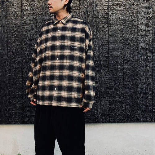 PLAID FLANNEL L/S SHIRT #Black x Beige [FW26-S02]