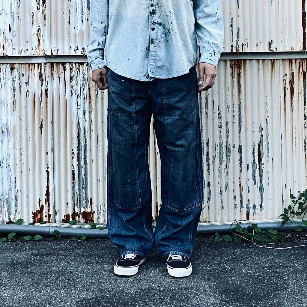 DOUBLE KNEE INDIGO DENIM PANTS #INDIGO [BWU-DKIDP]