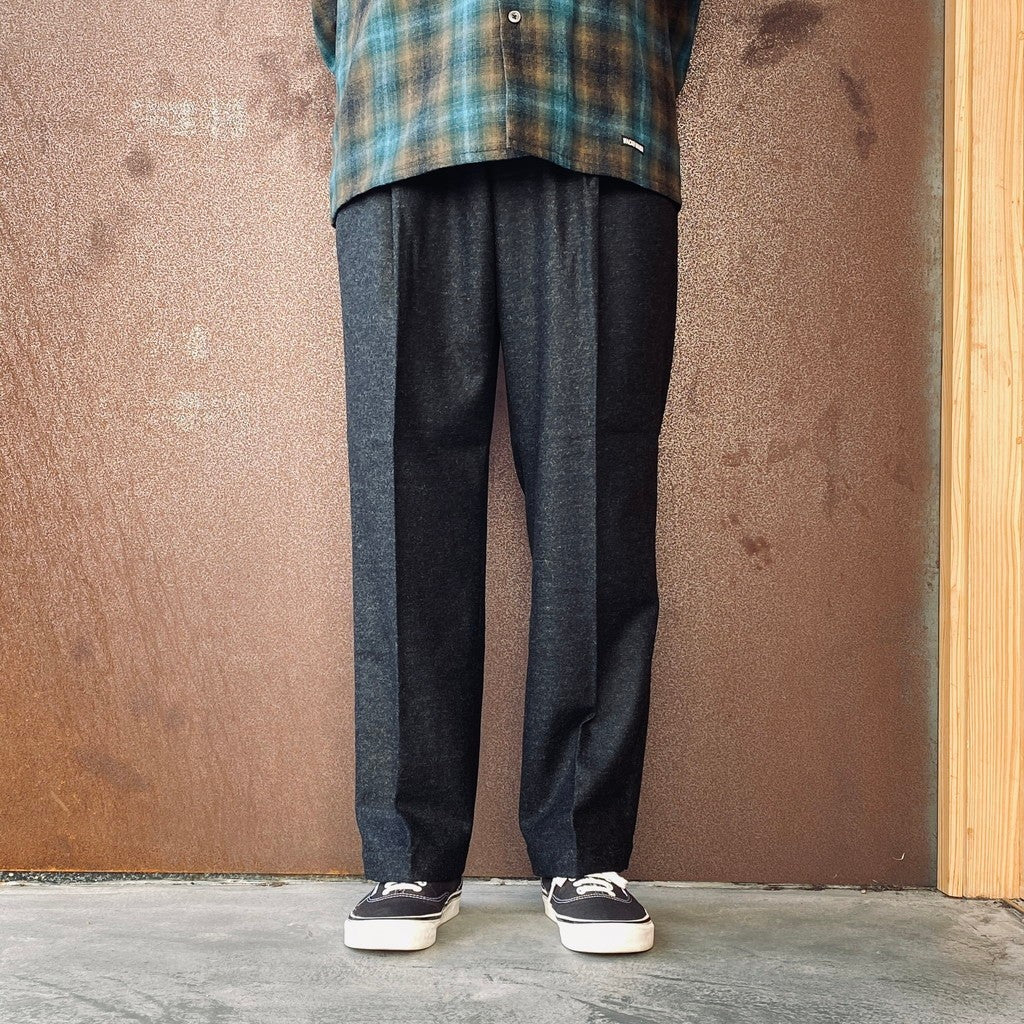 DOUBLE PLEATED WOOL TROUSERS ( TYPE-1 ) #CHARCOAL [26FW-WMP-PT03]