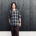 OMBRE CHECK OPEN COLLAR SHIRT S/S ( TYPE-1 ) #BLUE [26SS-WMS-OC09]