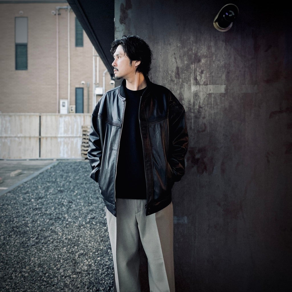 LEATHER DERBY JACKET #BLACK [tc25f001]