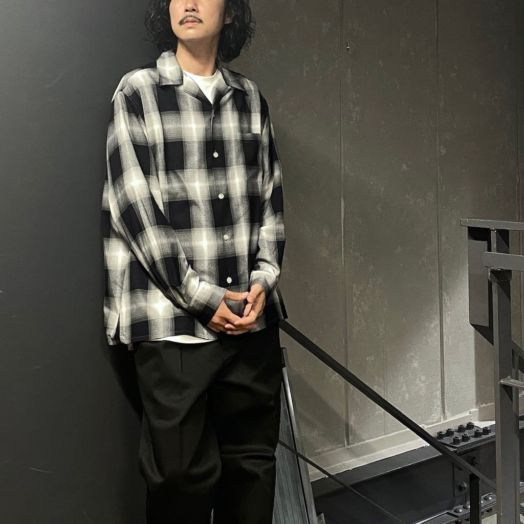 OMBRE CHECK OPEN COLLAR SHIRT L/S ( TYPE-1 ) #GRAY [24FW-WMS-OC01]
