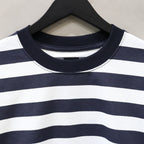 TECH DRAWSTRING BORDER L/S TEE #WHITE/NAVY [BE-33024]