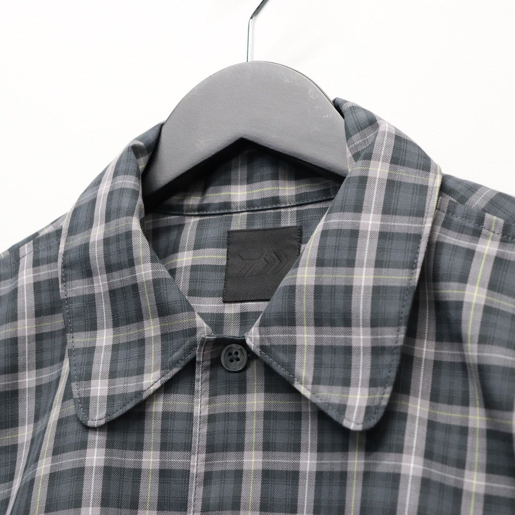 TECH SPORTS OPEN COLLAR SHIRT L/S GREN PLAID #CHARCOAL [BE-82026]
