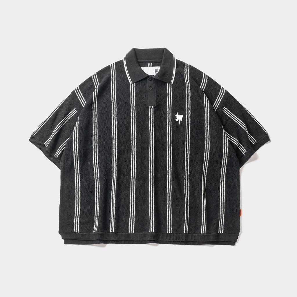 STRIPE KNIT POLO #BLACK [SS24-KN03]