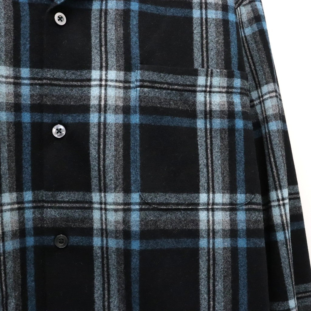 PENDLETON | WOOL OMBRE CHECK OPEN COLLAR SHIRT L/S ( TYPE-3 ) #BLUE / WHITE [26FW-WMS-PE03]