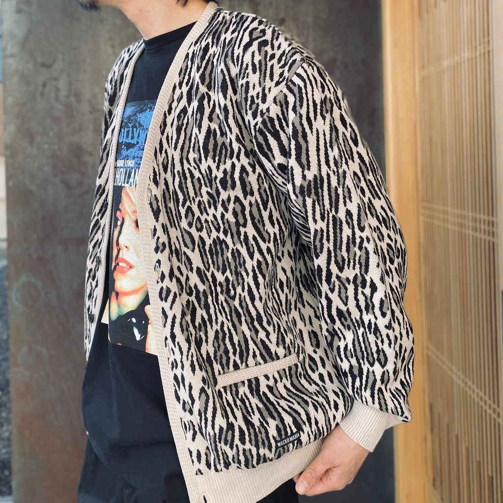 LEOPARD JACQUARD CARDIGAN ( TYPE-2 ) #IVORY [26SS-WMK-KN18]