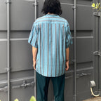 STRIPED OPEN COLLAR SHIRT S/S -TYPE 2- #BLUE [24SS-WMS-OC09]