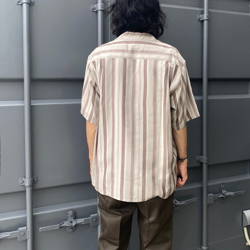 STRIPED OPEN COLLAR SHIRT S/S -TYPE 2- #GRAY [24SS-WMS-OC09]