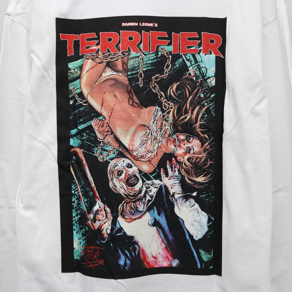 TERRIFIER | WASHED HEAVY WEIGHT CREW NECK LONG SLEEVE T-SHIRT #WHITE [TERRIFIER-WM-LT01]