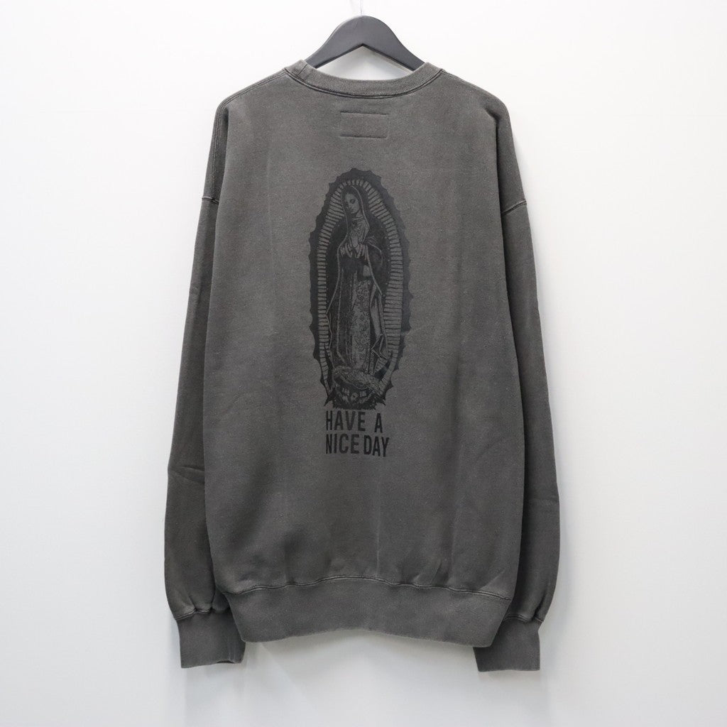 WASHED MIDDLE WEIGHT CREW NECK SWEAT SHIRT ( TYPE-2 ) #GRAY/BLACK [26FWE-WMC-SS04]