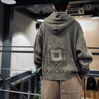 OVERDYE WIDE RIB CUT ZIP HOODY #CHARCOAL [CES27CS18]