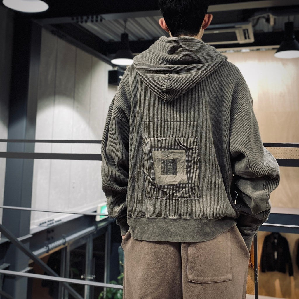 OVERDYE WIDE RIB CUT ZIP HOODY #CHARCOAL [CES27CS18]