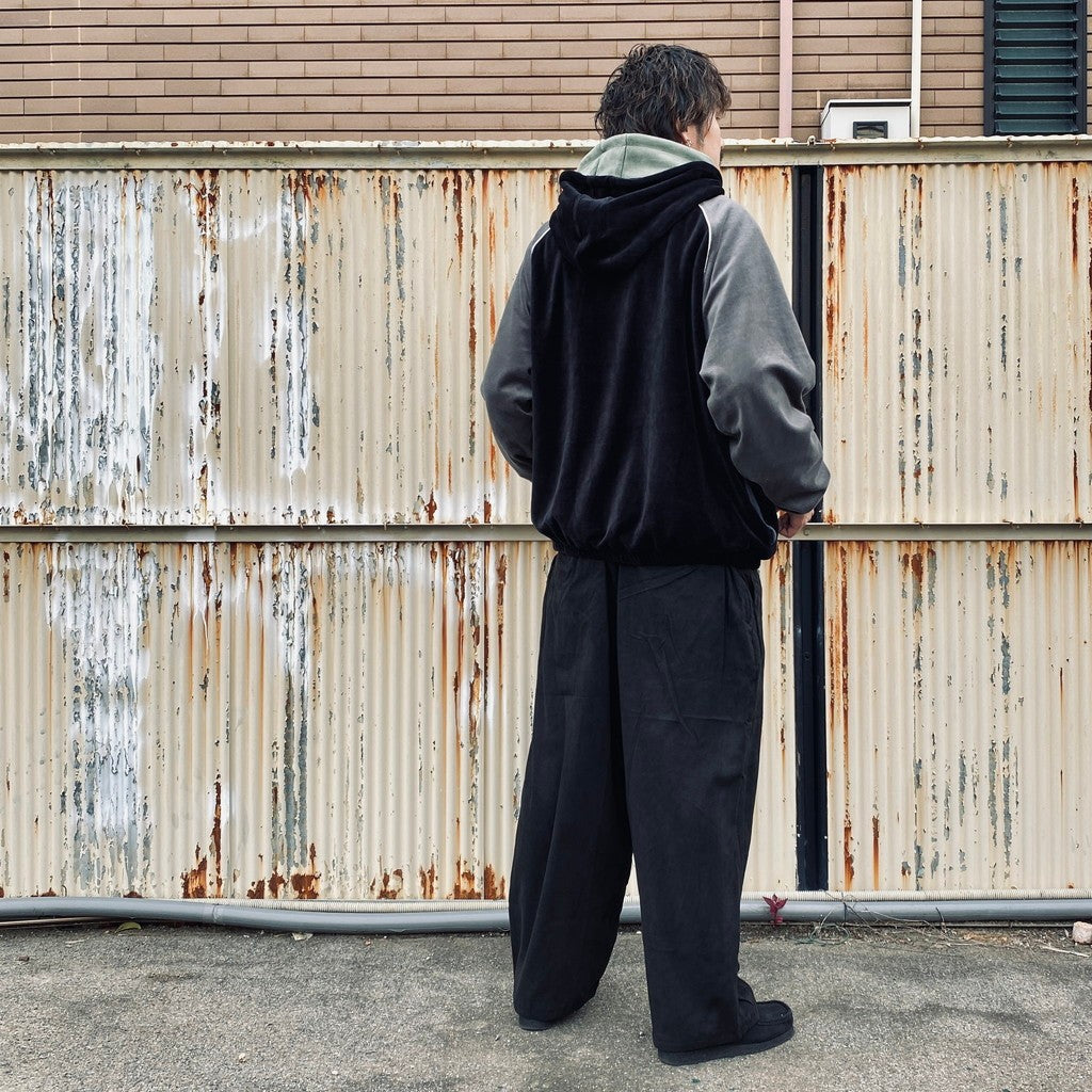 VELOUR PIPING HOODED JKT #Black [FW25-JK10]