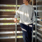 TECH DRAWSTRING TEE L/S #HEATHER GRAY [BE-31025W]