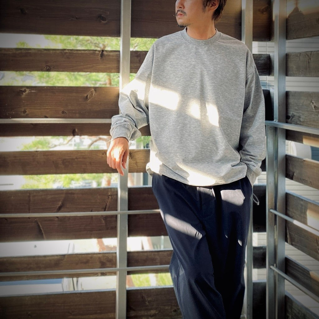 TECH DRAWSTRING TEE L/S #HEATHER GRAY [BE-31025W]